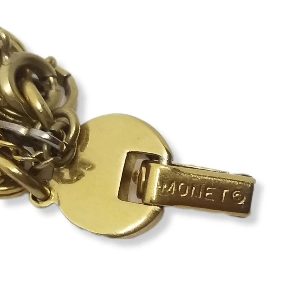 MONET 1960s GOLDPLATED TEXTURED  DOUBLE ROPE CHAIN STATEMENT BRACELET - Picture 9 of 9